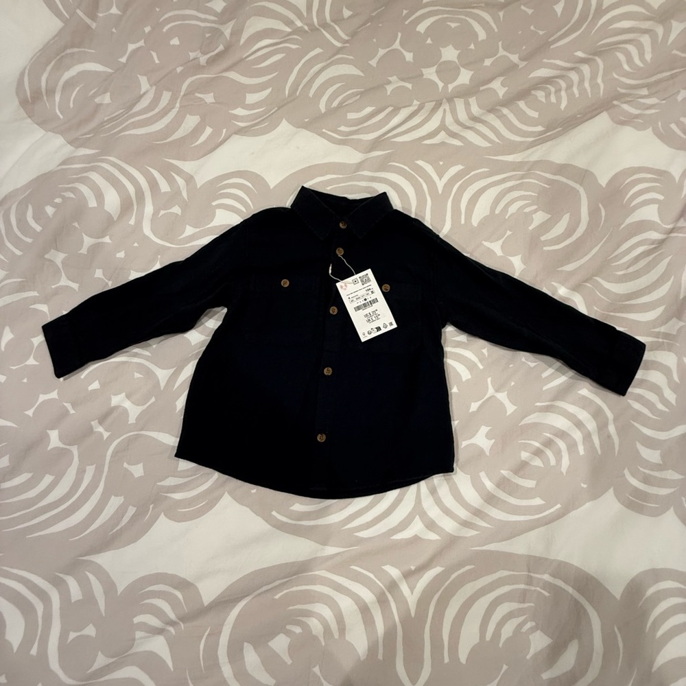 NWT Zara Kids Navy Button Down Shirt